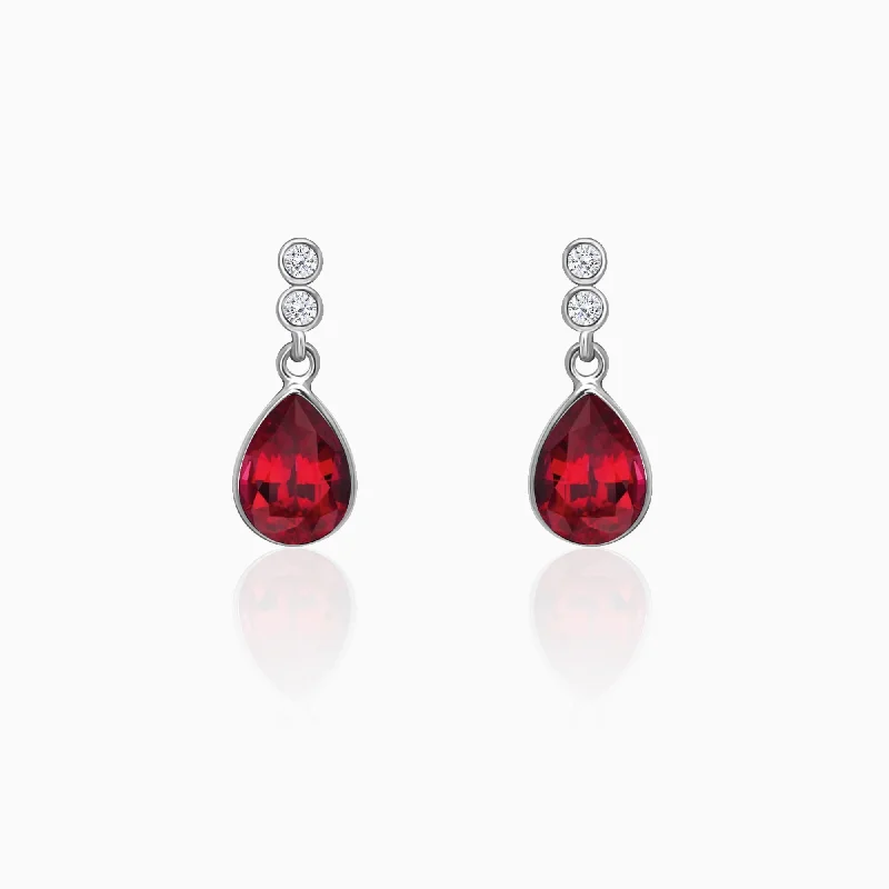 Silver Radiant Red Earrings