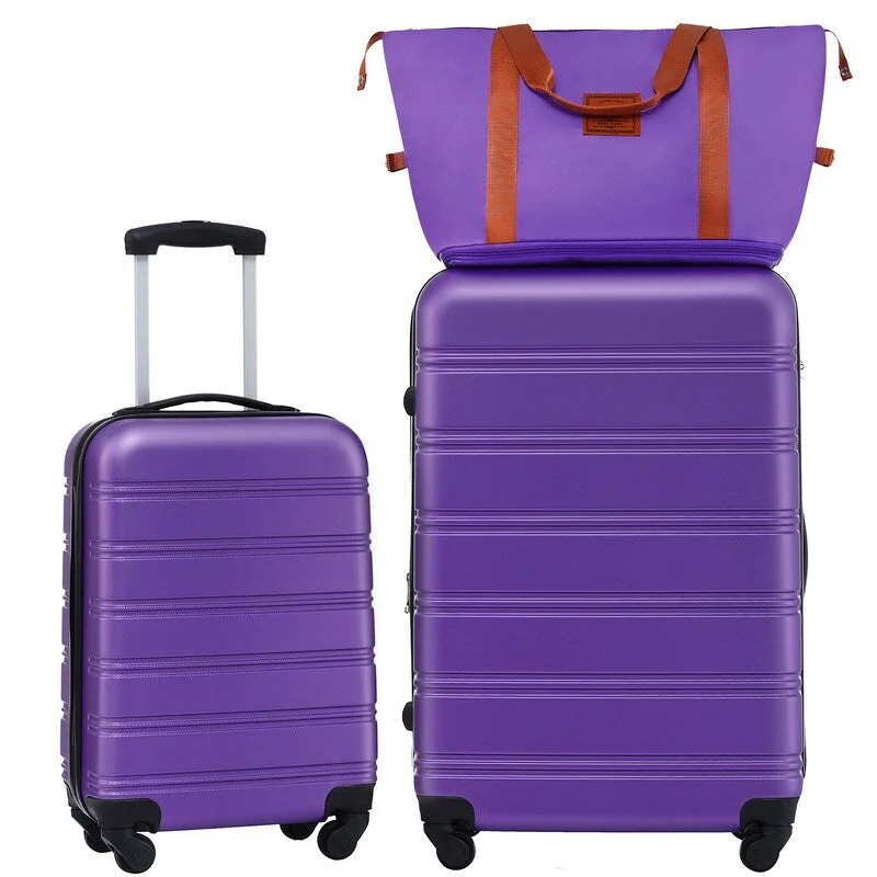 Compression Packing Cubes in Black and White for Saving Luggage Space20" + 28" Hardshell Luggage Sets 2Pcs + Bag Spinner Suitcase with TSA Lock,Purple Compression Packing Cubes in Black and White for Saving Luggage Space20" + 28" Hardshell Luggage Sets 2Pcs + Bag Spinner Suitcase with TSA Lock,Purple