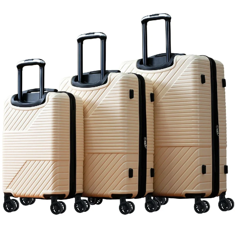 Women's Travel Makeup Bags with Mirror in Pink and Black3-Piece ABS Luggage Travel Sets w/ Double Spinner 8 Wheels and TSA Lock, Expandable Lightweight Hardshell Suitcase, Black White Women's Travel Makeup Bags with Mirror in Pink and Black3-Piece ABS Luggage Travel Sets w/ Double Spinner 8 Wheels and TSA Lock, Expandable Lightweight Hardshell Suitcase, Black White