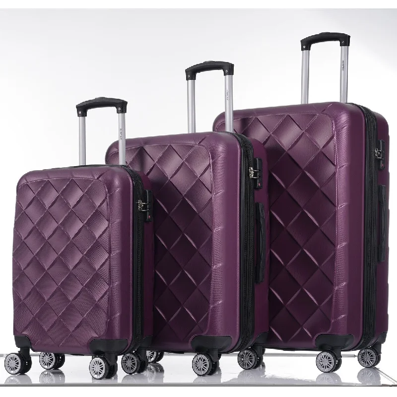 Waterproof Travel Duffel Bag Covers in Black for Protecting Your Luggage3-Piece Luggage Set Suitcase Set, ABS Hard Shell Lightweight Expandable Travel Luggage with TSA Lock & Spinner Wheels, Purple Waterproof Travel Duffel Bag Covers in Black for Protecting Your Luggage3-Piece Luggage Set Suitcase Set, ABS Hard Shell Lightweight Expandable Travel Luggage with TSA Lock & Spinner Wheels, Purple