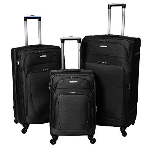 Women's Travel Makeup Bags with Mirror in Pink and BlackAmka Milenium 3-Piece Expandable Spinner Luggage Set - Black Women's Travel Makeup Bags with Mirror in Pink and BlackAmka Milenium 3-Piece Expandable Spinner Luggage Set - Black