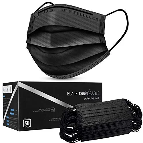 Waterproof Travel Duffel Bag Covers in Black for Protecting Your LuggageBlack Disposable Face Masks, Face Mask of 50 Pack Disposable Mask
