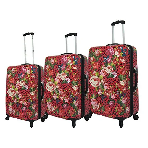 Women's TSA - Approved Luggage Locks in Rose Gold for Secure TravelChariot Leopard Flowers 3-Piece Hardside Upright Spinner Luggage Set, Pink