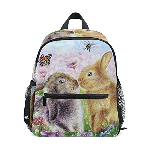 Lightweight Nylon Travel Organizer Pouches in Multicolor for Neat PackingGiovanior Kiss Hares Rabbit Bunny Butterfly Painting Pattern Lightweight Travel School Backpack For Lightweight Nylon Travel Organizer Pouches in Multicolor for Neat PackingGiovanior Kiss Hares Rabbit Bunny Butterfly Painting Pattern Lightweight Travel School Backpack For