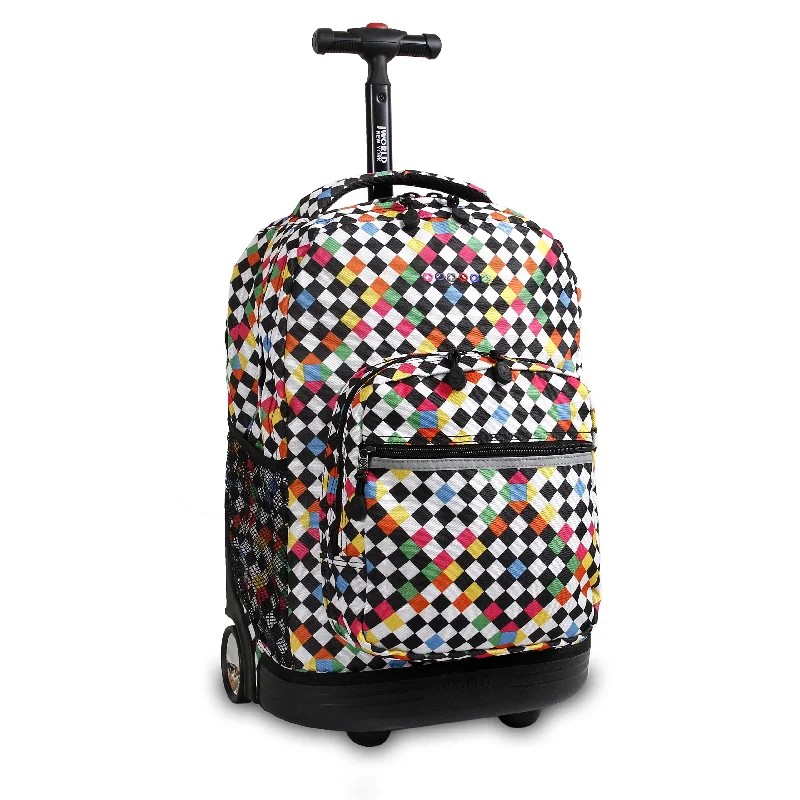 Expandable Travel Toiletry Bags in Clear Plastic for Easy Airport ScreeningJ World New York Sunrise 18-inch Rolling Backpack - Checkers Black Checkered Polyester Adjustable Strap Lined Water Resistant