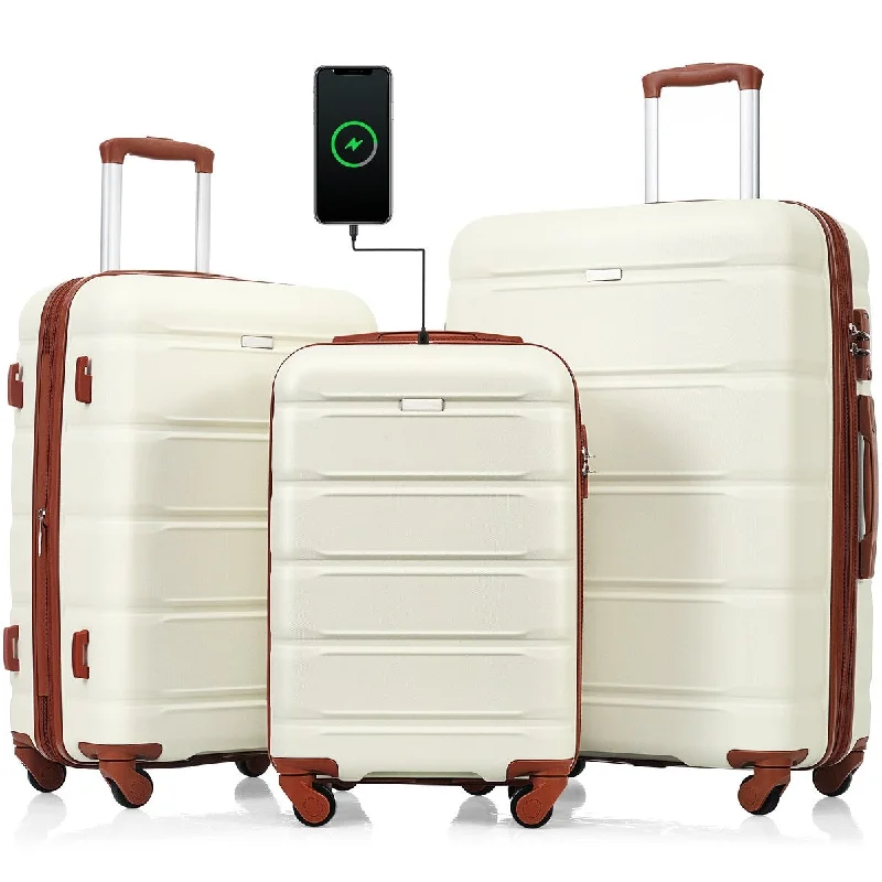 Travel Shoe Bags in Polyester with Ventilation Holes in KhakiLuggage 3-Piece Set Suitcase Spinner Hardshell Lightweight TSA Lock w/ USB Port & Cup Holder Travel Shoe Bags in Polyester with Ventilation Holes in KhakiLuggage 3-Piece Set Suitcase Spinner Hardshell Lightweight TSA Lock w/ USB Port & Cup Holder