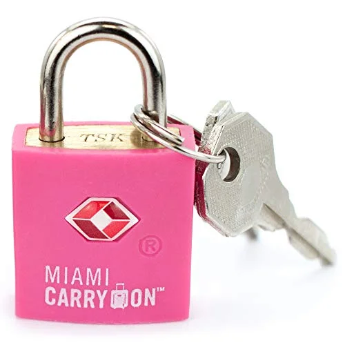 Travel - Size Toiletry Bottles with Leak - Proof Caps in ClearMiami CarryOn TSA Approved Padlock - TSA Keyed Luggage Lock, 0.9 Inch Wide - Pink Travel - Size Toiletry Bottles with Leak - Proof Caps in ClearMiami CarryOn TSA Approved Padlock - TSA Keyed Luggage Lock, 0.9 Inch Wide - Pink