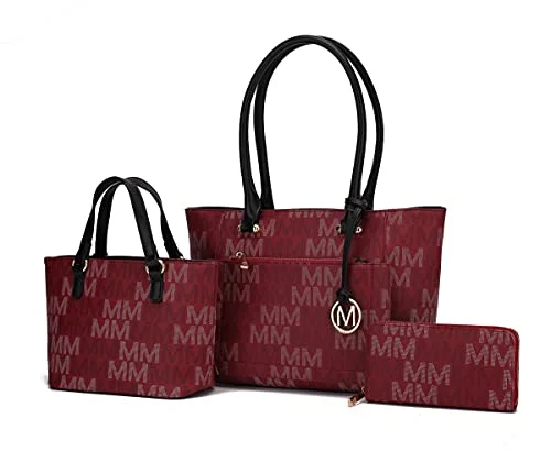 Women's Travel - Friendly Backpack Rain Covers in Transparent MaterialMKF Collection by Mia K. MKF-MU6365W-BRG Lady II M Signature Tote Bag & Wallet Set44; Burgundy - 3 Piece