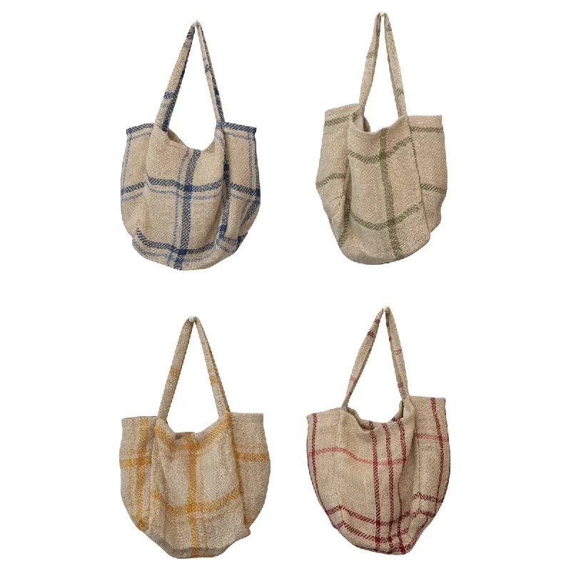 Travel Neck Pillow Covers in Soft Fleece in Gray for ComfortPlaid Jute Tote Bag - 14.0"L x 9.0"W x 15.0"H Travel Neck Pillow Covers in Soft Fleece in Gray for ComfortPlaid Jute Tote Bag - 14.0"L x 9.0"W x 15.0"H