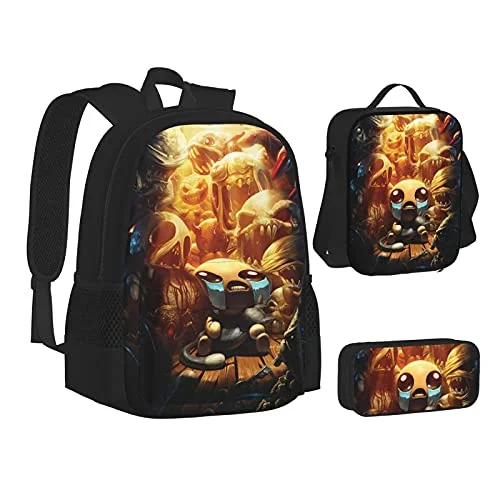 Women's Travel Makeup Bags with Mirror in Pink and BlackThe Bin-Ding Of Is-Aac Backpack Three-Piece Cartoon School Bag With Pencil Case Messenger Lunch Bag Women's Travel Makeup Bags with Mirror in Pink and BlackThe Bin-Ding Of Is-Aac Backpack Three-Piece Cartoon School Bag With Pencil Case Messenger Lunch Bag