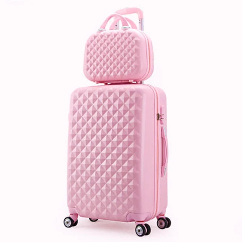 Women's Travel Makeup Bags with Mirror in Pink and BlackTravel Suitcase Set Rolling Luggage Set Spinner Trolley Case 20" Boarding Wheel Woman Cosmetic Case Women's Travel Makeup Bags with Mirror in Pink and BlackTravel Suitcase Set Rolling Luggage Set Spinner Trolley Case 20" Boarding Wheel Woman Cosmetic Case