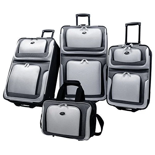 Women's Travel Makeup Bags with Mirror in Pink and BlackU.S Traveler New Yorker Lightweight Expandable Rolling Luggage 4-Piece Suitcases Sets - Grey Women's Travel Makeup Bags with Mirror in Pink and BlackU.S Traveler New Yorker Lightweight Expandable Rolling Luggage 4-Piece Suitcases Sets - Grey