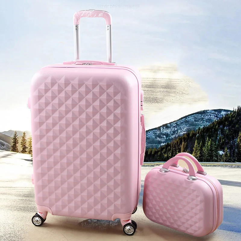 Travel Bag ID Card Holders in Clear Vinyl with LanyardsWholesale!14"&20" Female Lovely Pink,Green,Red,Blue Luggage Sets,Girl Fashion Abs Pc Trolley Travel Bag ID Card Holders in Clear Vinyl with LanyardsWholesale!14"&20" Female Lovely Pink,Green,Red,Blue Luggage Sets,Girl Fashion Abs Pc Trolley