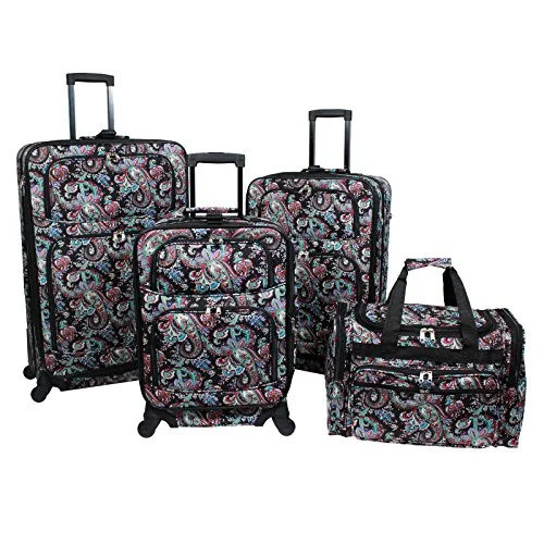Travel Bag ID Card Holders in Clear Vinyl with LanyardsWorld Traveler 4-Piece Rolling Expandable Spinner Luggage Set, Paisley Travel Bag ID Card Holders in Clear Vinyl with LanyardsWorld Traveler 4-Piece Rolling Expandable Spinner Luggage Set, Paisley