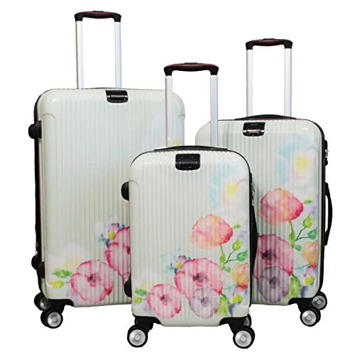 Detachable Travel Bag Shoulder Straps in Beige with Cushioned PadsWorld Traveler Bloom 3-Piece Lightweight Luggage Set, Flower Detachable Travel Bag Shoulder Straps in Beige with Cushioned PadsWorld Traveler Bloom 3-Piece Lightweight Luggage Set, Flower