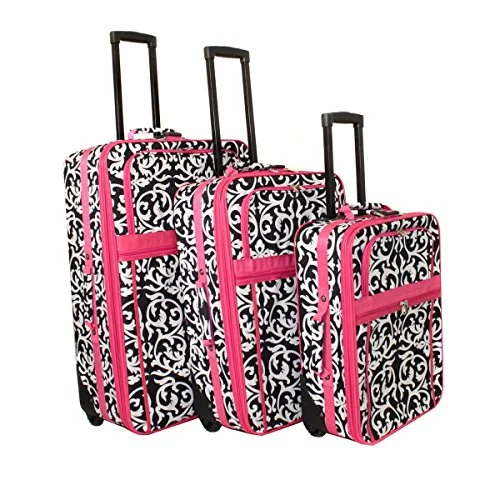 Travel Jewelry Organizers in Velvet with Multiple Compartments in PurpleWorld Traveler Damask 3-Piece Expandable Upright Luggage Set, Pink Trim Damask Travel Jewelry Organizers in Velvet with Multiple Compartments in PurpleWorld Traveler Damask 3-Piece Expandable Upright Luggage Set, Pink Trim Damask