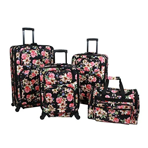 Travel Shoe Bags in Polyester with Ventilation Holes in KhakiWorld Traveler Flower Bloom 4-Piece Rolling Expandable Spinner Luggage Set, Floral Travel Shoe Bags in Polyester with Ventilation Holes in KhakiWorld Traveler Flower Bloom 4-Piece Rolling Expandable Spinner Luggage Set, Floral