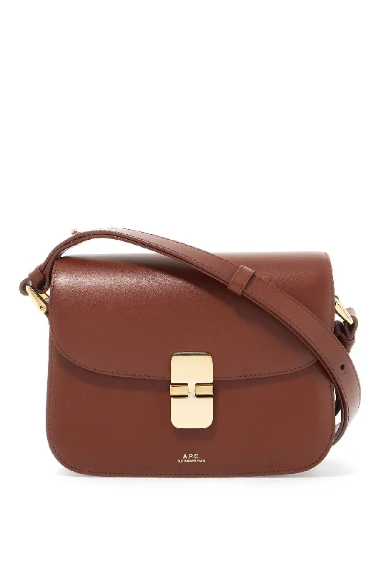 Crossbody Shoulder Bag in Black Leather with Gold Hardware for Night OutsA.p.c. Grace Small Shoulder Bag