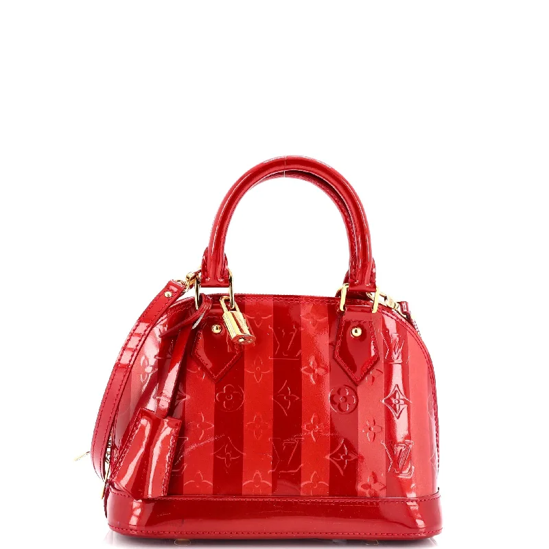 Shoulder Bag with Chain Strap in Silver for a Trendy AppearanceAlma Handbag Limited Edition Monogram Vernis Rayures BB