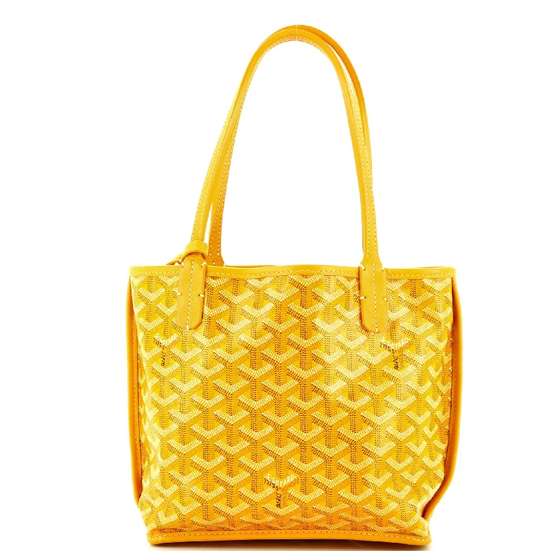 Waterproof Tote Bag in Yellow for Outdoor Activities in Wet WeatherAnjou Reversible Tote Coated Canvas Mini Waterproof Tote Bag in Yellow for Outdoor Activities in Wet WeatherAnjou Reversible Tote Coated Canvas Mini
