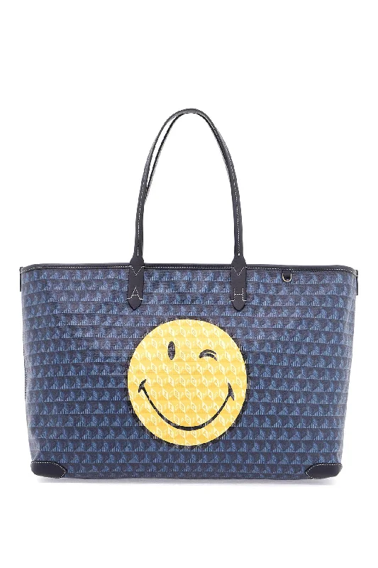 Women's Tote Bag with Inner Compartments in Gray for Organizing Everyday EssentialsMedium - Sized Canvas Tote Bag in Navy Blue with Striped Pattern for a Nautical - Inspired LookAnya Hindmarch Women's I Am A Plastic Bag Wink Zipped Tote Bag
