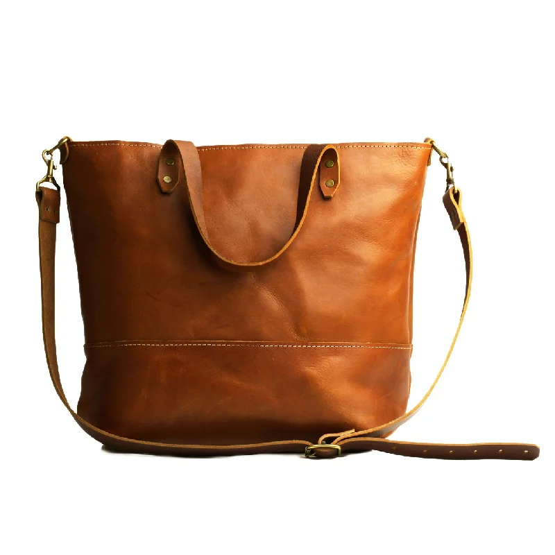 Monogrammed Tote Bag in Brown Leather with Personalized Initials for a Custom and Elegant TouchBark And Mill Carry'em All Tote | Tan