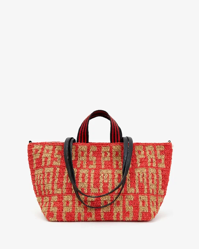 Women's Tote Bag with Zipper Closure in Red for Secure StorageBateau Tote