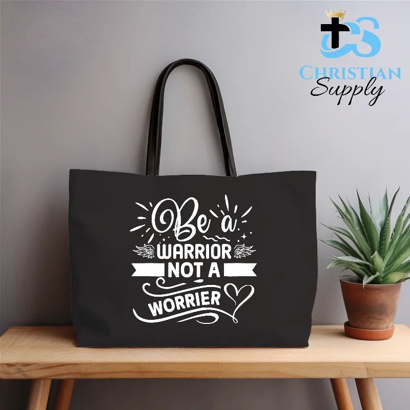 Women's Tote Bag with Inner Compartments in Gray for Organizing Everyday EssentialsBe a Warrior Not a Worrier Tote Bag