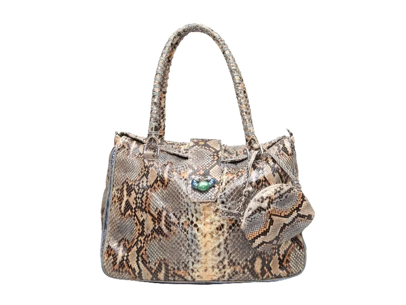 Geometric - Printed Tote Bag in Multicolor for a Contemporary and Trendy OutfitBeige & Multicolor Shiro Snakeskin Tote Bag