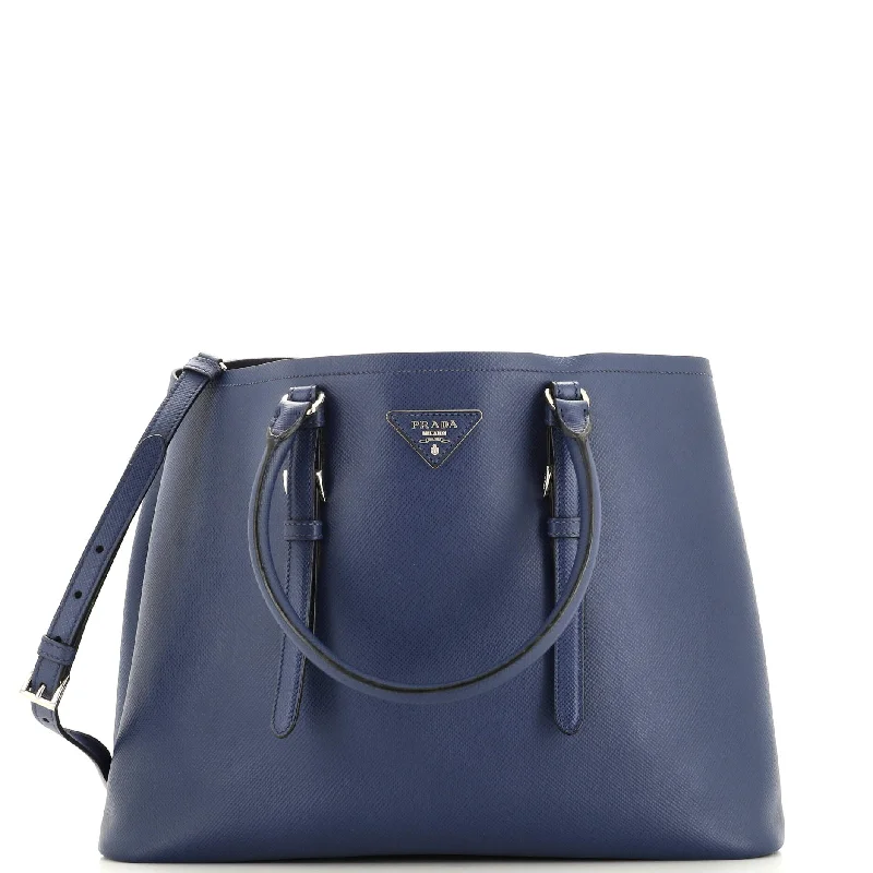 Tote Bag with RFID - Blocking Pocket in Black for Protecting Your Cards and InformationBelted Strap Cuir Double Tote Saffiano Leather Medium Tote Bag with RFID - Blocking Pocket in Black for Protecting Your Cards and InformationBelted Strap Cuir Double Tote Saffiano Leather Medium
