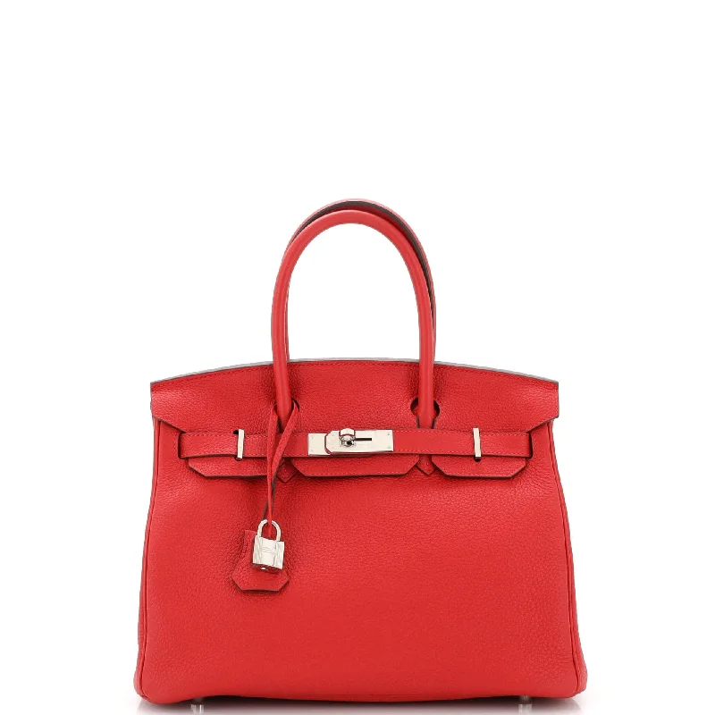 Women's Canvas Shoulder Bag in Navy with Striped Pattern for Beach TripsBirkin Handbag Rouge Vif Togo with Palladium Hardware 30