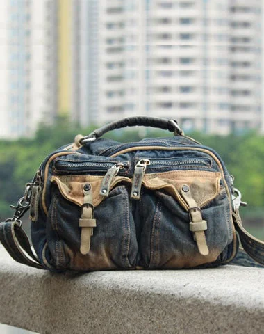 Blue Denim Mens Womens Small Messenger Bag Jean Casual Postman Bags Shoulder Bag Courier Bag For Men