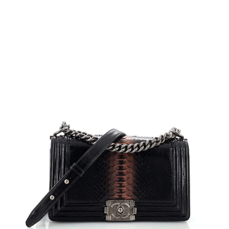 Women's Shoulder Bag with Faux Fur Strap in White for Winter StyleBoy Flap Bag Python Old Medium
