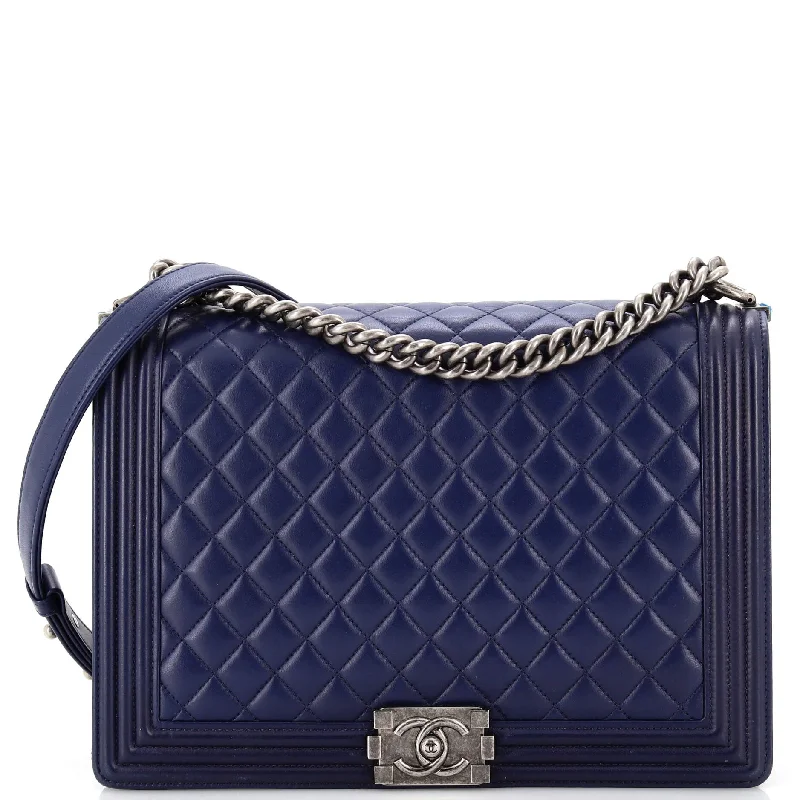 Pvc Shoulder Bag in Clear with Glitter for a Fun and Modern LookBoy Flap Bag Quilted Lambskin Large