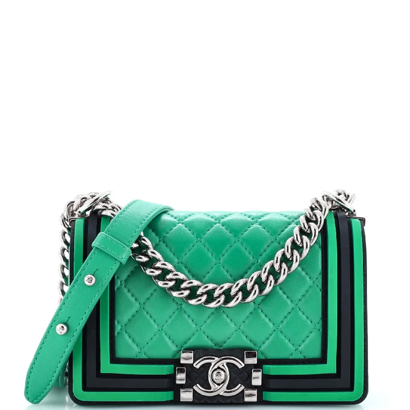 Pvc Shoulder Bag in Clear with Glitter for a Fun and Modern LookBoy Flap Bag Quilted Lambskin with Rubber Small