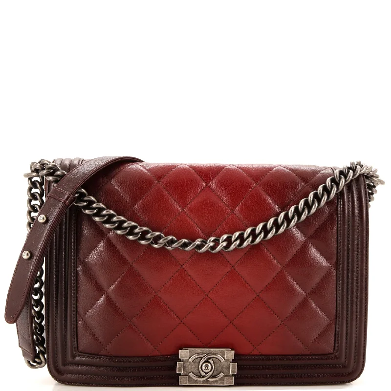 Vegan Leather Shoulder Bag in Gray for Ethical Fashion LoversBoy Flap Bag Quilted Ombre Leather Large
