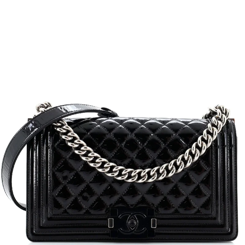 Boy Flap Bag Quilted Plexiglass Patent Old Medium