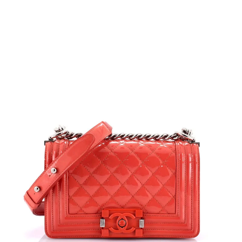 Pvc Shoulder Bag in Clear with Glitter for a Fun and Modern LookBoy Flap Bag Quilted Plexiglass Patent Small