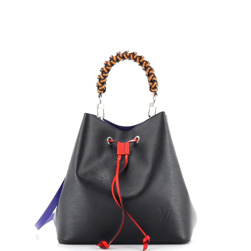Pvc Shoulder Bag in Clear with Glitter for a Fun and Modern LookBraided Handle NeoNoe Handbag Epi Leather MM Pvc Shoulder Bag in Clear with Glitter for a Fun and Modern LookBraided Handle NeoNoe Handbag Epi Leather MM