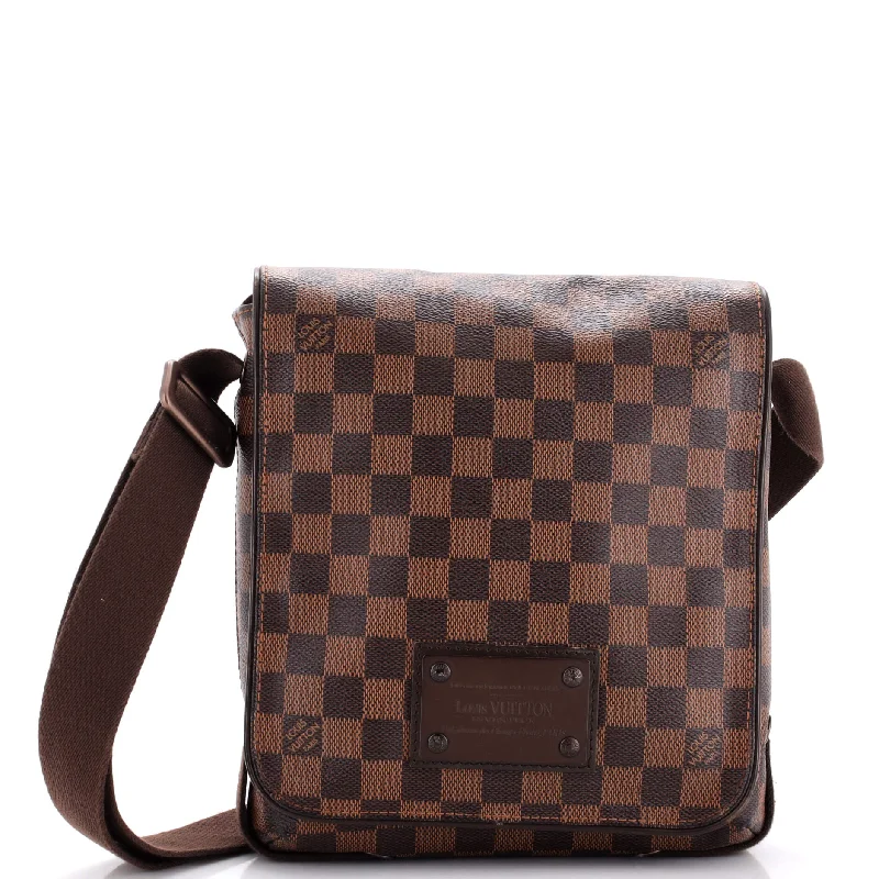 Embroidered Denim Shoulder Bag in Blue for a Vintage VibeBrooklyn Handbag Damier PM
