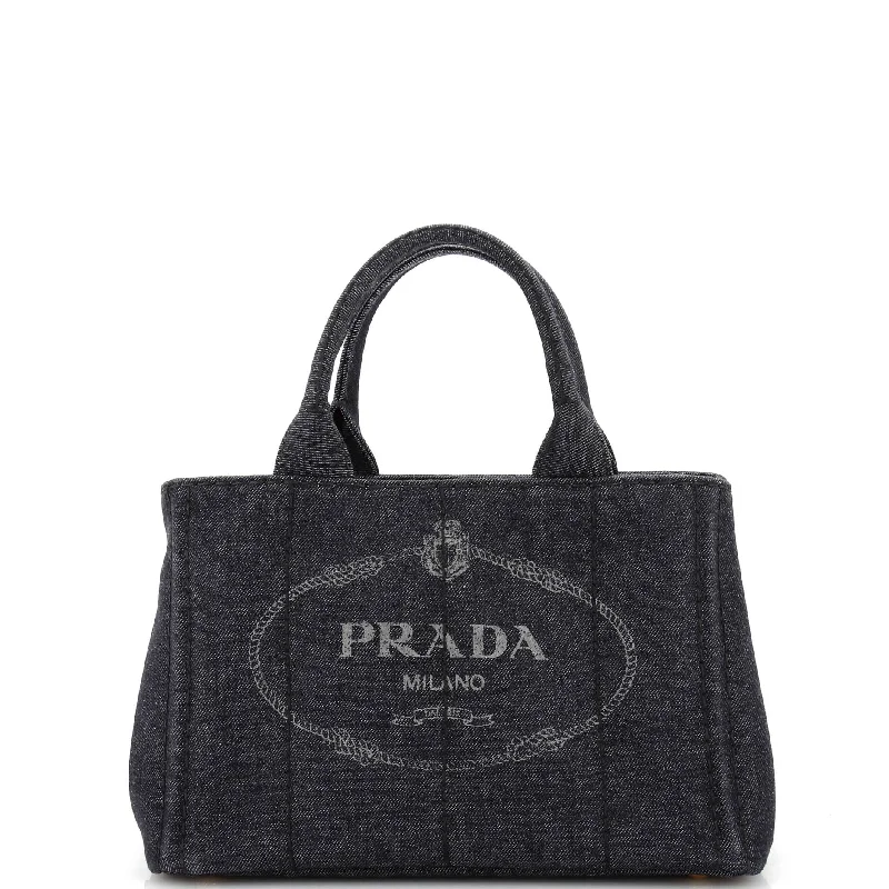Faux Fur - Trimmed Tote Bag in White for a Cozy Winter LookCanapa Tote Denim Mini