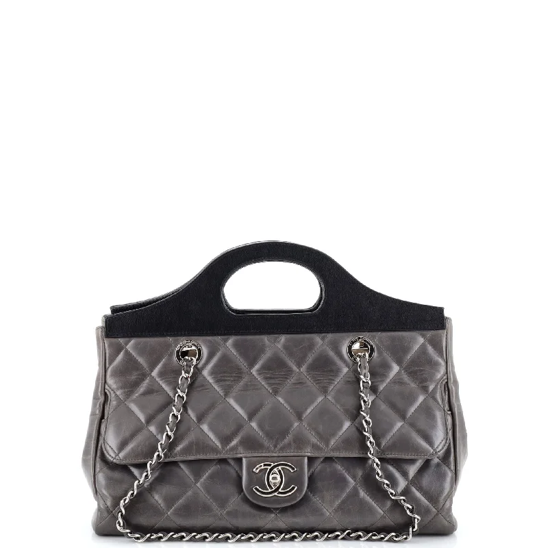 Women's Tote Bag with Detachable Pouch in Purple for Added ConvenienceCC Delivery Tote Quilted Glazed Calfskin Small Women's Tote Bag with Detachable Pouch in Purple for Added ConvenienceCC Delivery Tote Quilted Glazed Calfskin Small
