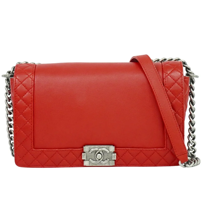 Canvas and Leather Combo Shoulder Bag in Tan for a Rustic LookChanel Boy  Leather Shoulder Bag (Pre-Owned)