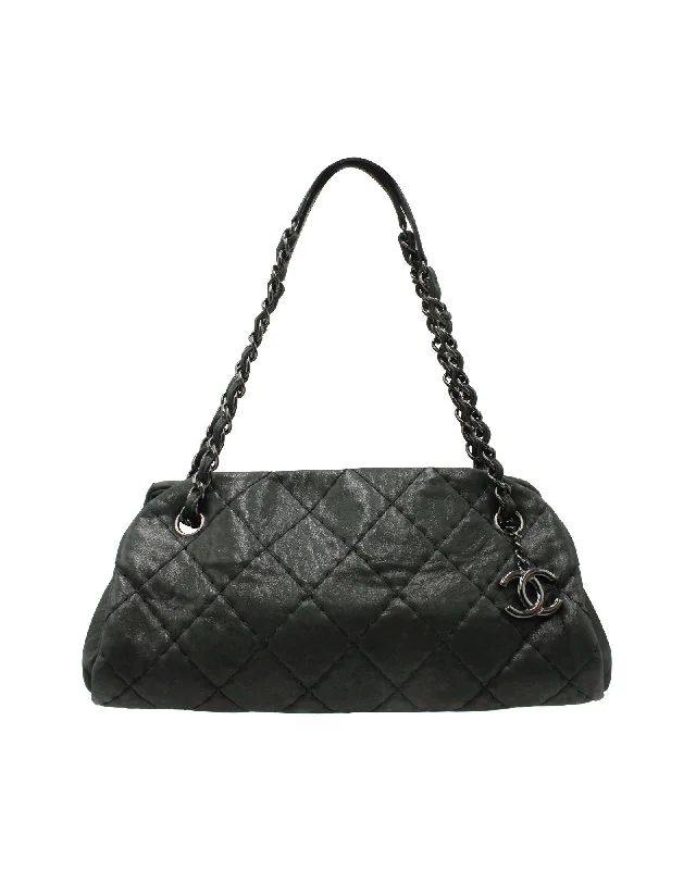 Chanel Just Mademoiselle Mini Bowler Bag in Iridescent Black Leather