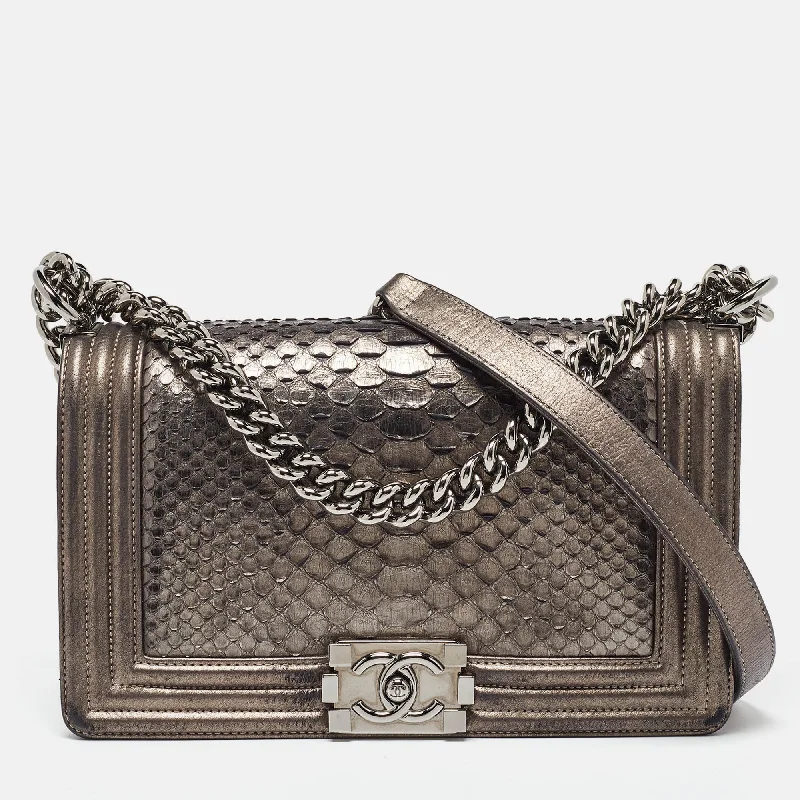 Canvas and Leather Combo Shoulder Bag in Tan for a Rustic LookChanel Metallic Quilted Leather Medium Boy Flap Bag