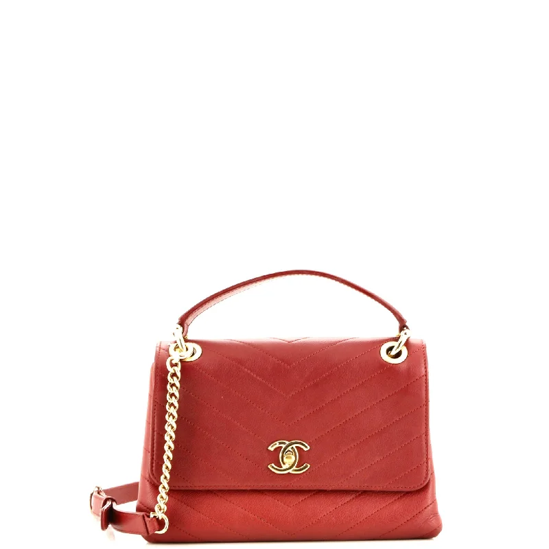 Printed Silk Shoulder Bag in Red for a Pop of ColorChevron Chic Top Handle Bag Chevron Calfskin Small