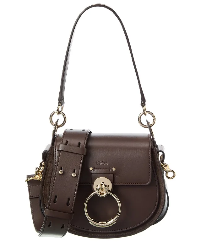 Vegan Leather Shoulder Bag in Gray for Ethical Fashion LoversChloé Tess Small Leather & Suede Shoulder Bag