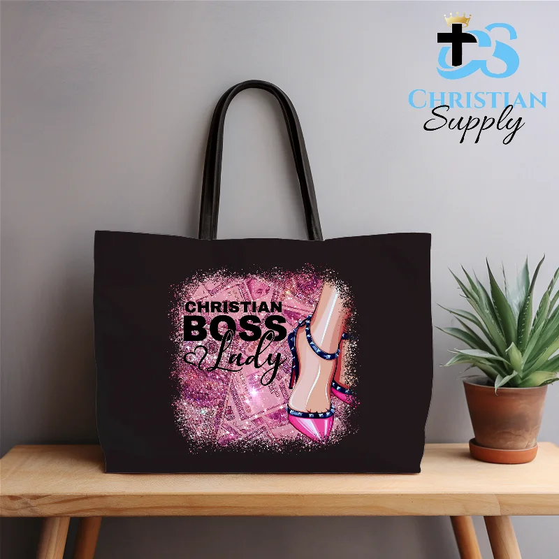 Oversized Jute Tote Bag in Natural Color with Rope Handles for a Beach VacationChristian Boss Lady Pink Heels 2 Tote Bag