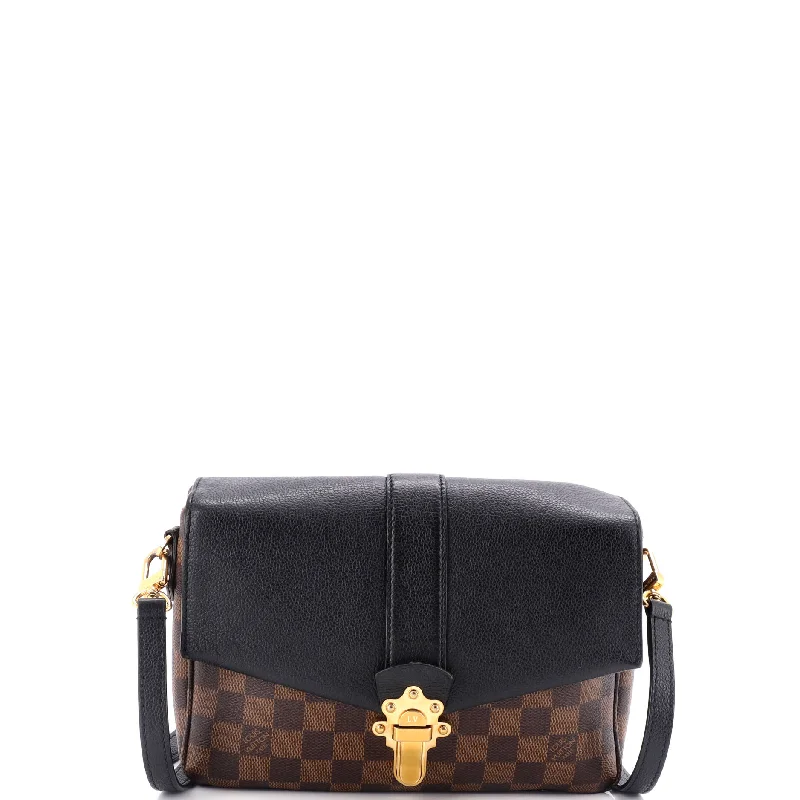 Crossbody Shoulder Bag in Black Leather with Gold Hardware for Night OutsClapton Handbag Damier and Leather PM