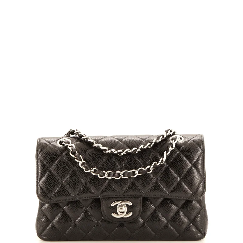 Suede Shoulder Bag in Pink with Tassel Accents for Casual OutingsClassic Double Flap Bag Quilted Caviar Small
